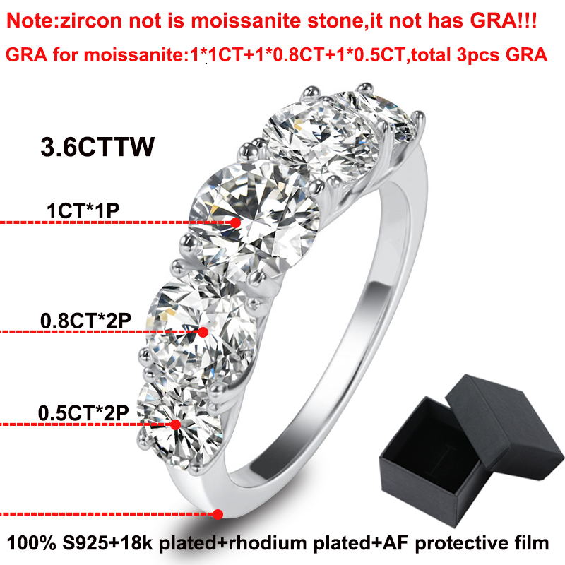 Wedding Rings Smyoue 18k Plated 36CT All Moissanite for Women 5 Stones Sparkling Diamond Band S925 Sterling Silver Jewelry GRA 230130