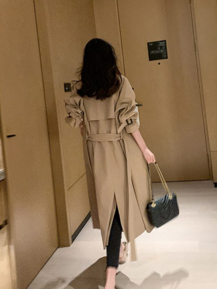 Womens Trench Coats Winter Clothes Women Solid Color Lapels Double Row Buttons Long Windbreaker Womens Work Jacket Trench Coat for Women Tops 230130