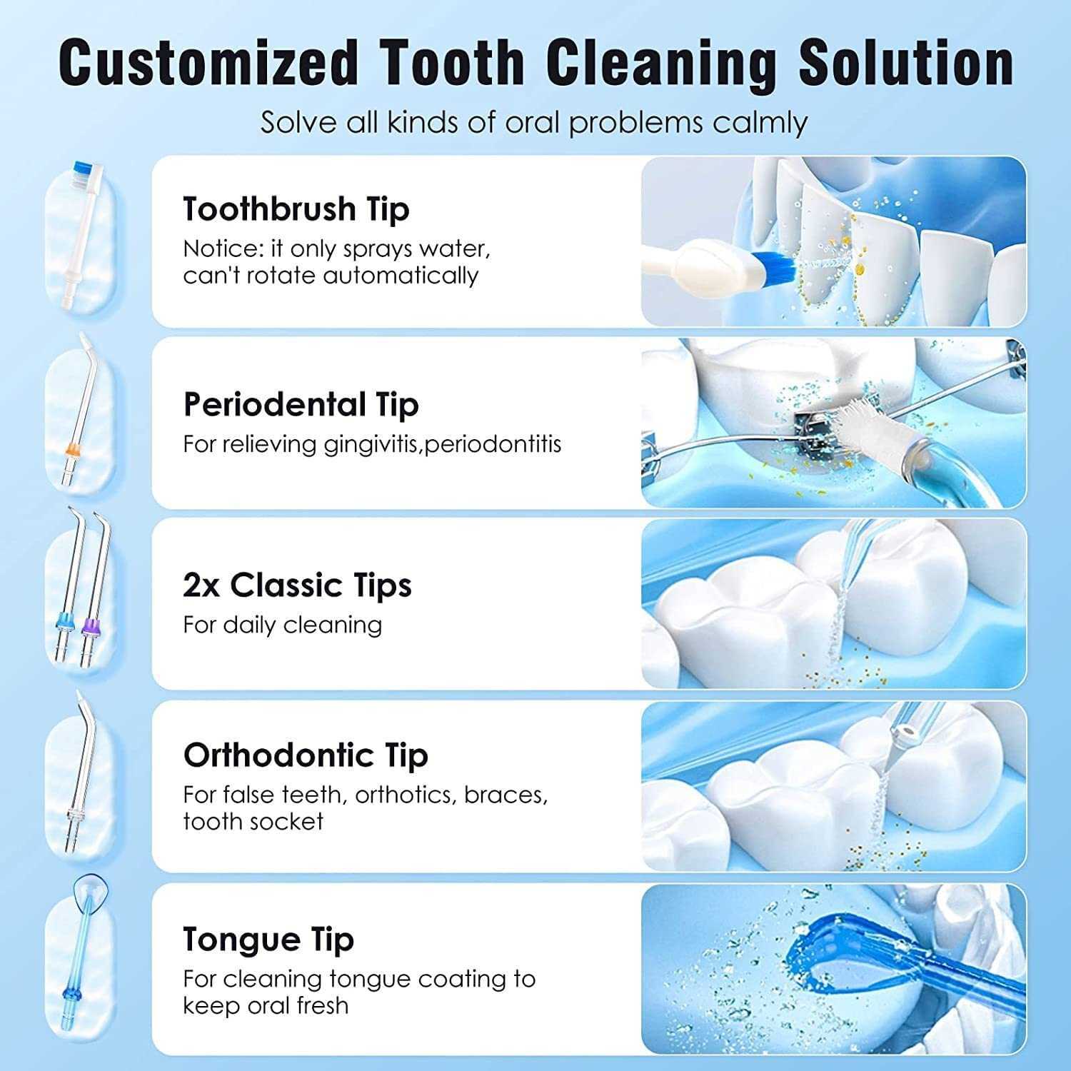 Oral Irrigators Other Hygiene 300ML Irrigator Water Flosser Jet for Cleaning Teeth Pulse Tooth Cleaner 6 Nozzles High Pressure Tool 221215