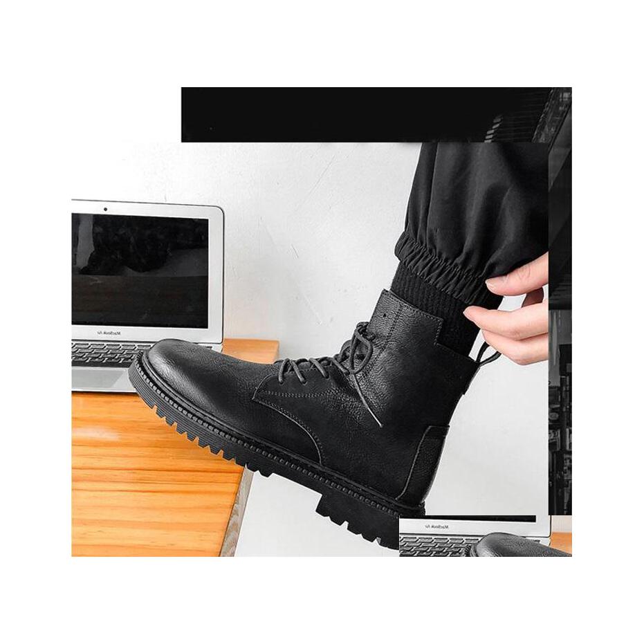 Boots Men Winter Lerther Botties Soft Side Zipper High Top Cool Black Mens Boot Fashion Motorcycle Style Size 4045 05 Drop Delivery Dhzt7, 1 40-45
Boots Men Winter Lerther Botties Soft Side Zipper High Top Cool Black Mens Boot Fashion Motorcycle Style Size 4045 05 Drop Delivery Dhzt7, 1 40-45
