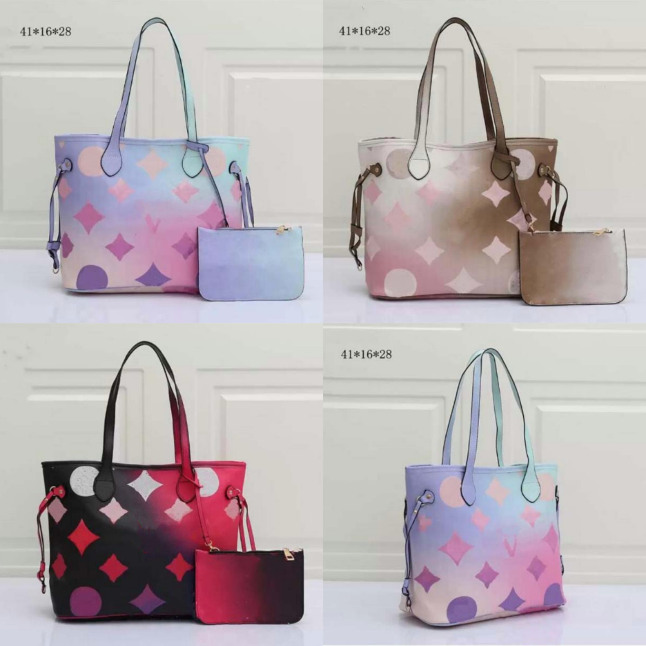 L Fashion Never Sunrise Pastel Classice MM Totes composite Bags Colorful Womens Shoulder Handbag Purse On The Go Tote bag SPRING IN THE CITY Cross Body Wallet 2pcs set