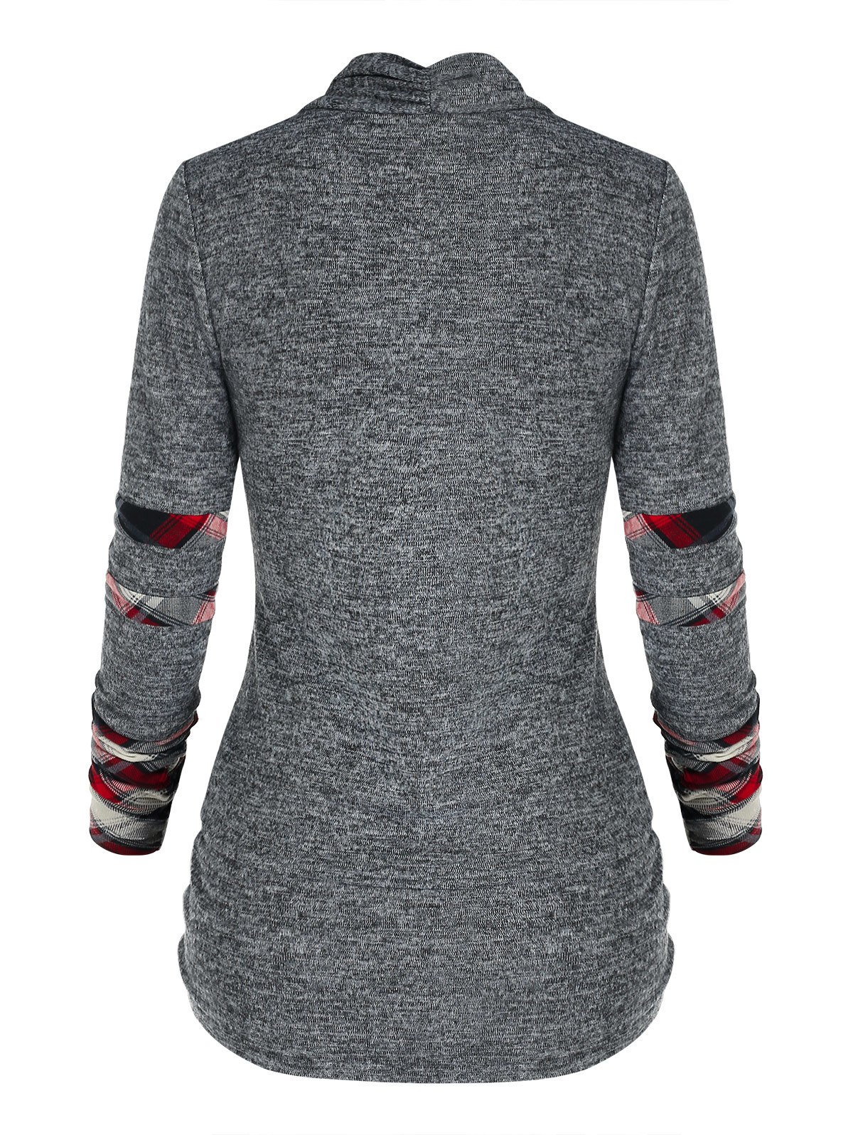 Women's TShirt Plaid Print Cinched Heathered Faux et Tshirt Women 2 In 1 Tee Twofer Long Sleeve T Shirts 230130