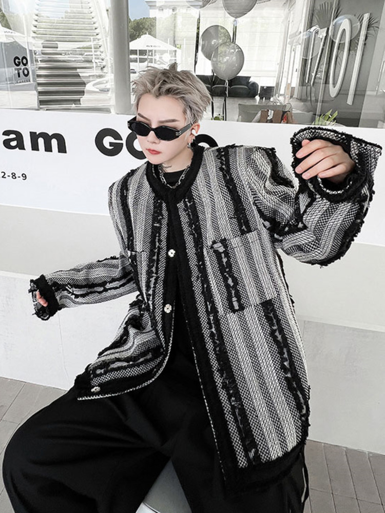 Men's Jackets SYUHGFA Wear 2023 Autumn Winter Round Collar Thickening Big Pocket Jacket Loose Coat Single Breasted 230130