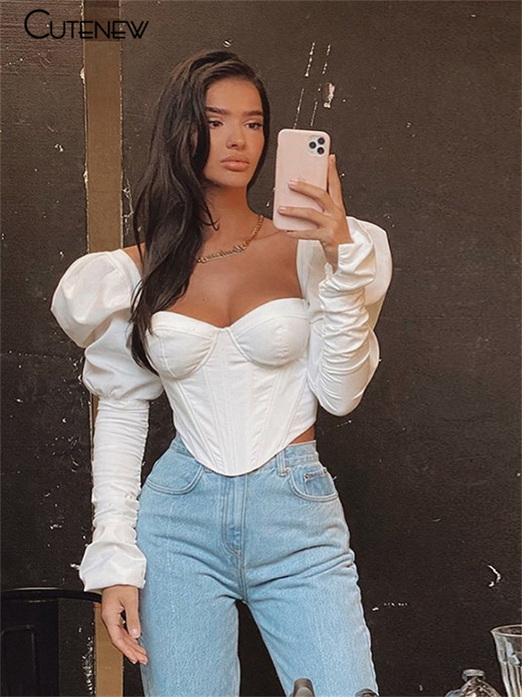 Women's TShirt Cute Elegant Romantic Irregular Croped Corset Top Women Stylish Puff Sleeve Vacation Crop Skinny Casual Streetwear Female 230130