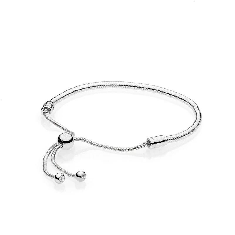 New Popular 925 Sterling Silver Beaded DIY Basic Snake Bone Bracelet Retraction Adjustment Bracelet Female Beads