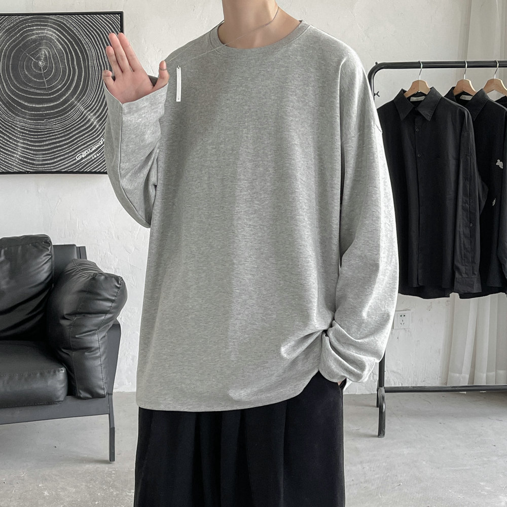 Men's T-Shirts Long Sleeve Casual Solid Color Cotton T Shirt For Men Spring Autumn O-neck Oversized Men's T-shirt 230130