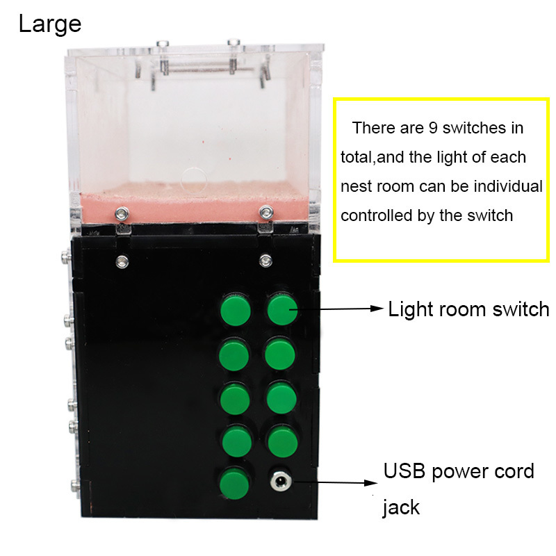 Small Animal Supplies Ecological Ant Farm with Independent Lights Control Anthill Ants Nest Living House Concrete Insect el Workshop hun 230130