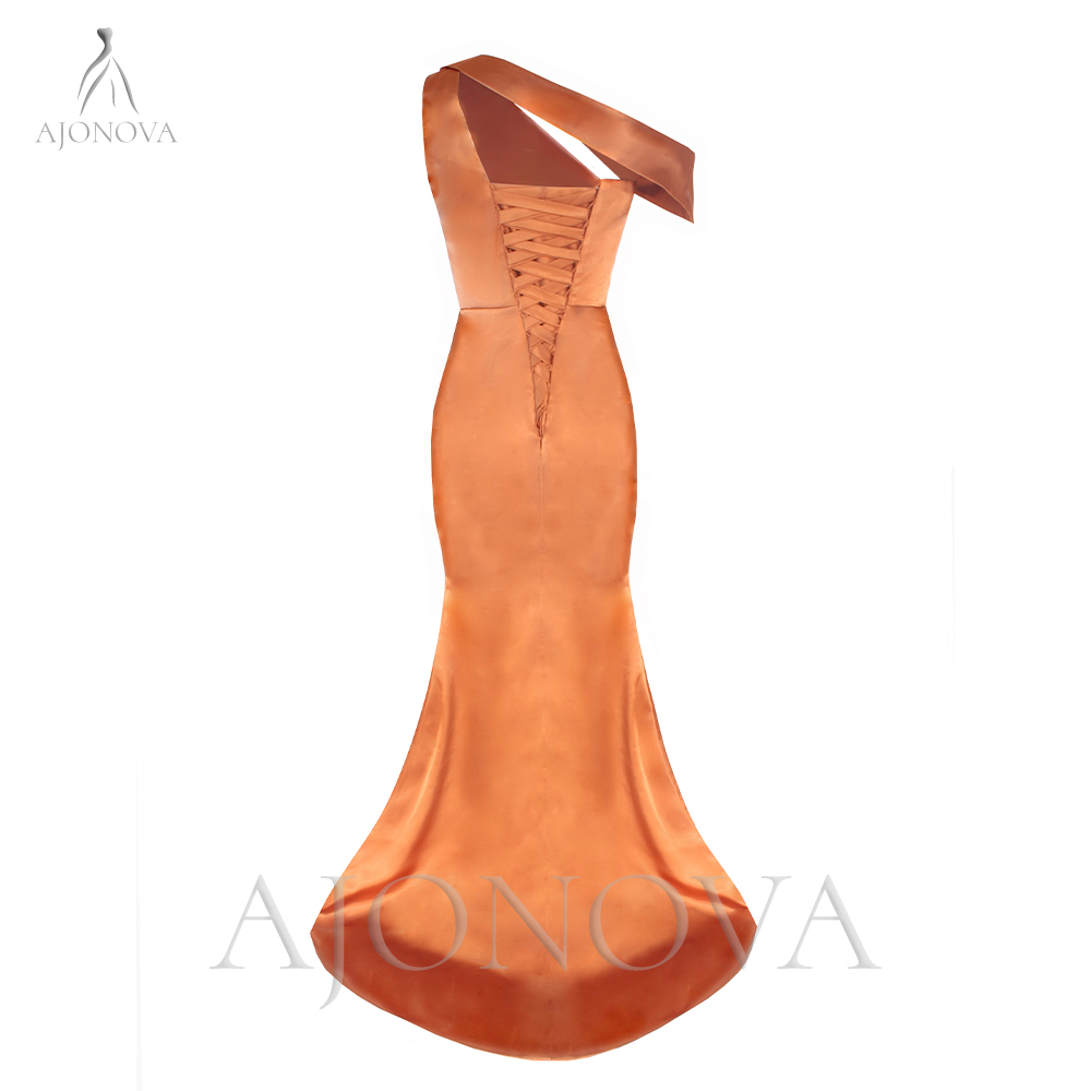 Burnt Orange Mermaid Bridesmaid Dresses Sexy Side Split Backless Satin Long Wedding Party Dress Elegant Miad of Honor Evening Wear BC11220