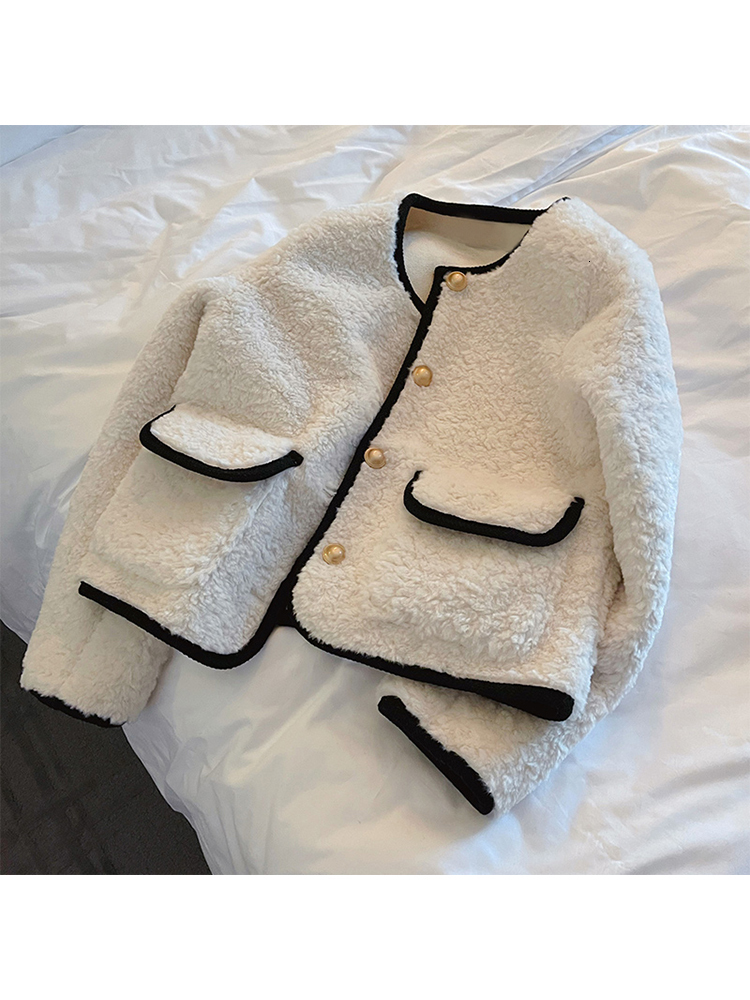 Women's Jackets Women's Blends Wool Coats Casual Fashion All-match Korean Style Outwear Long Sleeve Warm Furry Jackets Spring 230130