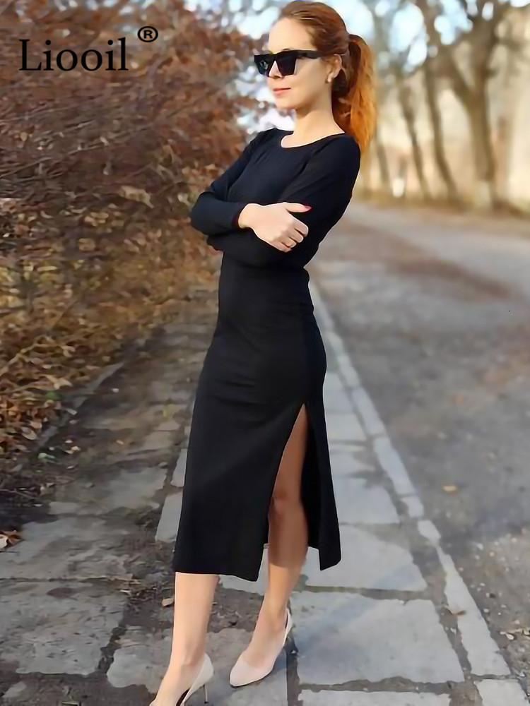 Casual Dresses 95 Cotton Sexy Bodycon Slit Midi Women's Tshirt Dress 2023 Streetwear Green Black Basic Summer Sundress Tank 230130