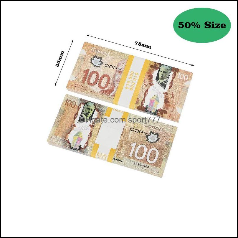 Novelty Games Prop Cad Game Money 5/10/20/50/100 Copy Canadian Dollar Canada Banknotes Fake Notes Movie Props Drop Delivery Toys Gift Dhjgr 63A