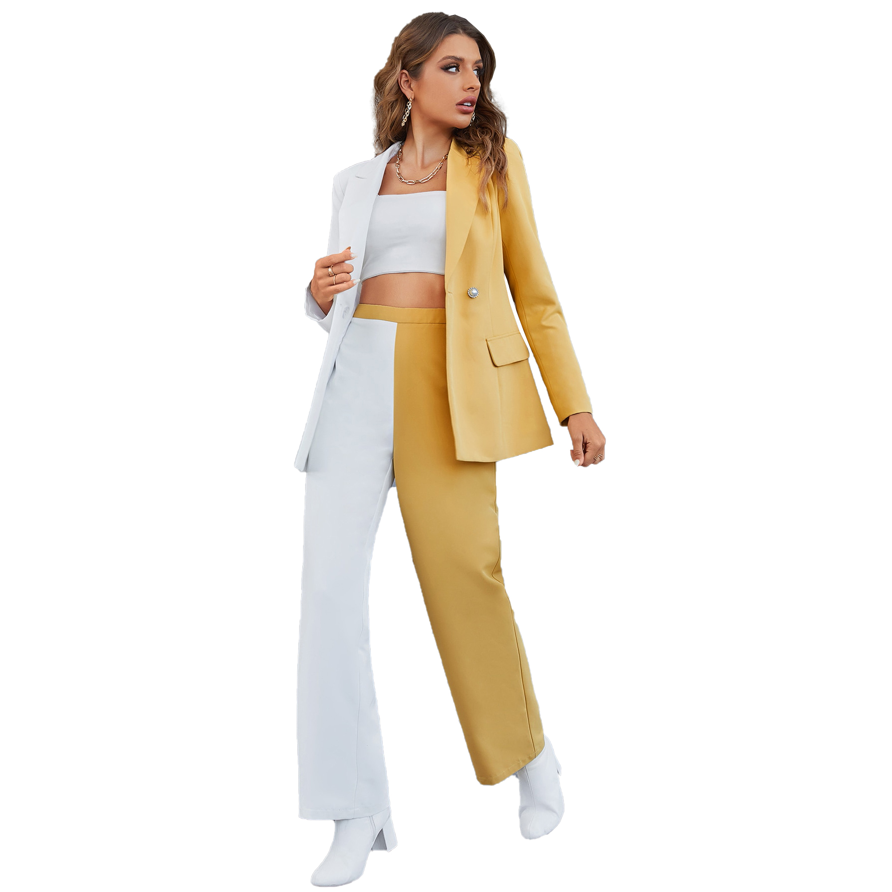 Spring Designer Women Pants Suits Color Matching Celebrity Mother of the Bride Wear Evening Party Wedding Formal 2 Pieces