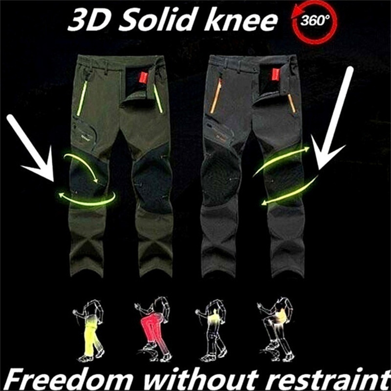 Men's Pants Softshell Fleece Men Hiking Camping Fishing Trekking Waterproof Cargo Winter Casual Warm Outdoor Sport Trousers 230130