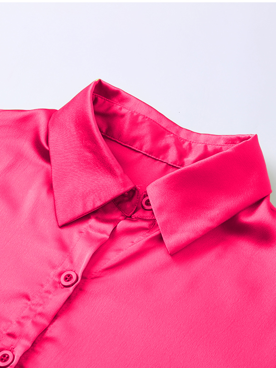 Women's Plus Size Tracksuits LW Women Elegant Satin Tracksuit Two Piece Wide Leg Pants Long Sleeve Shirt Loose Trousers Lady Matching Outfits 230