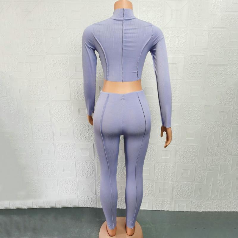 Women's Two Piece Pants Lady Tracksuit Chic Pieces Solid Color Sweat Absorption Women Sports Suit For Gym Crop Top