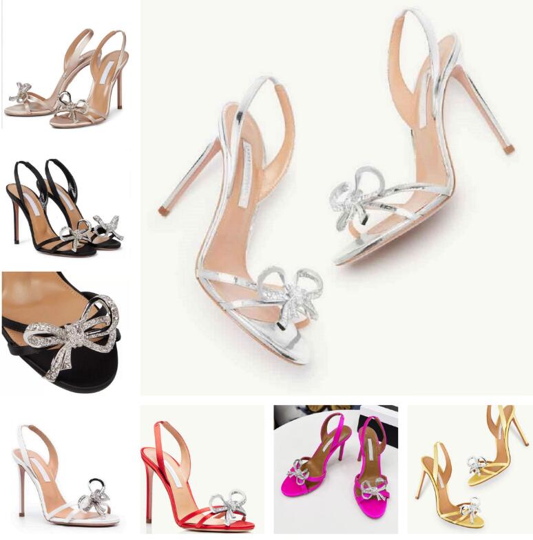 Designer pump Luxury Brands Gatsby Sling Sandals Shoes For Women Slingback Pumps bow Crystal Swirls Pointed Toe Lady slingback High Heels 35-43
