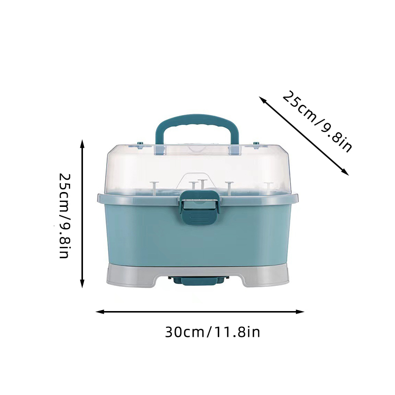 Other Baby Feeding Baby Feeding Bottle Drying Rack Storage Box Portable with Anti-dust Cover Dustproof Multi-Functional Nursing Tableware Container 23