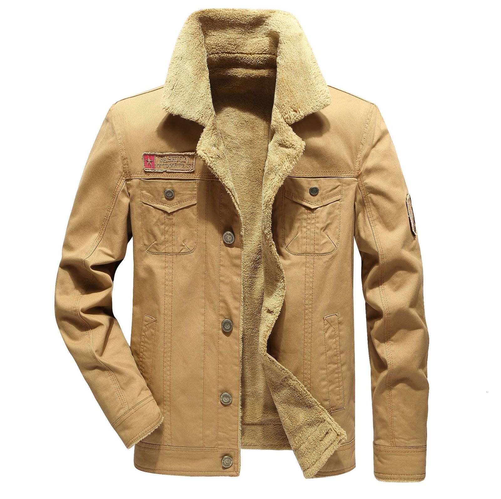 Men's Jackets Cotton jacket men's autumnwinter flight coat with fleece thickened pile one uniform loose large size youth padded 230130