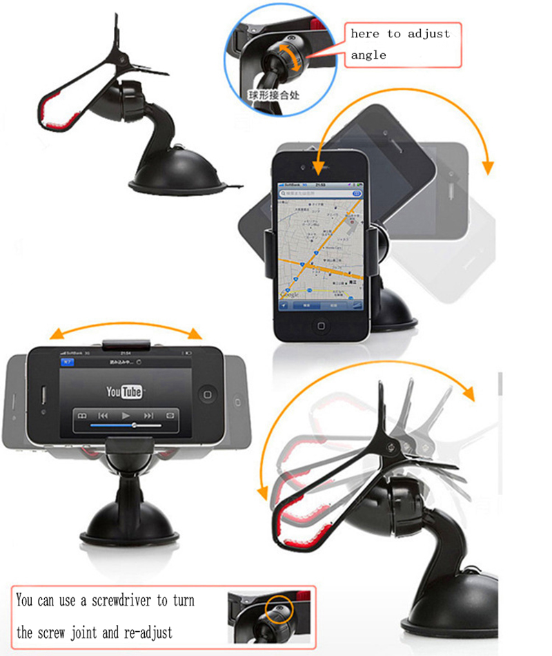 Universal Dashboard Mount Gps Phone Stands Windshield Suction Cup Holder 360 Degree Rotating Vehicle Support Car Phone Holder