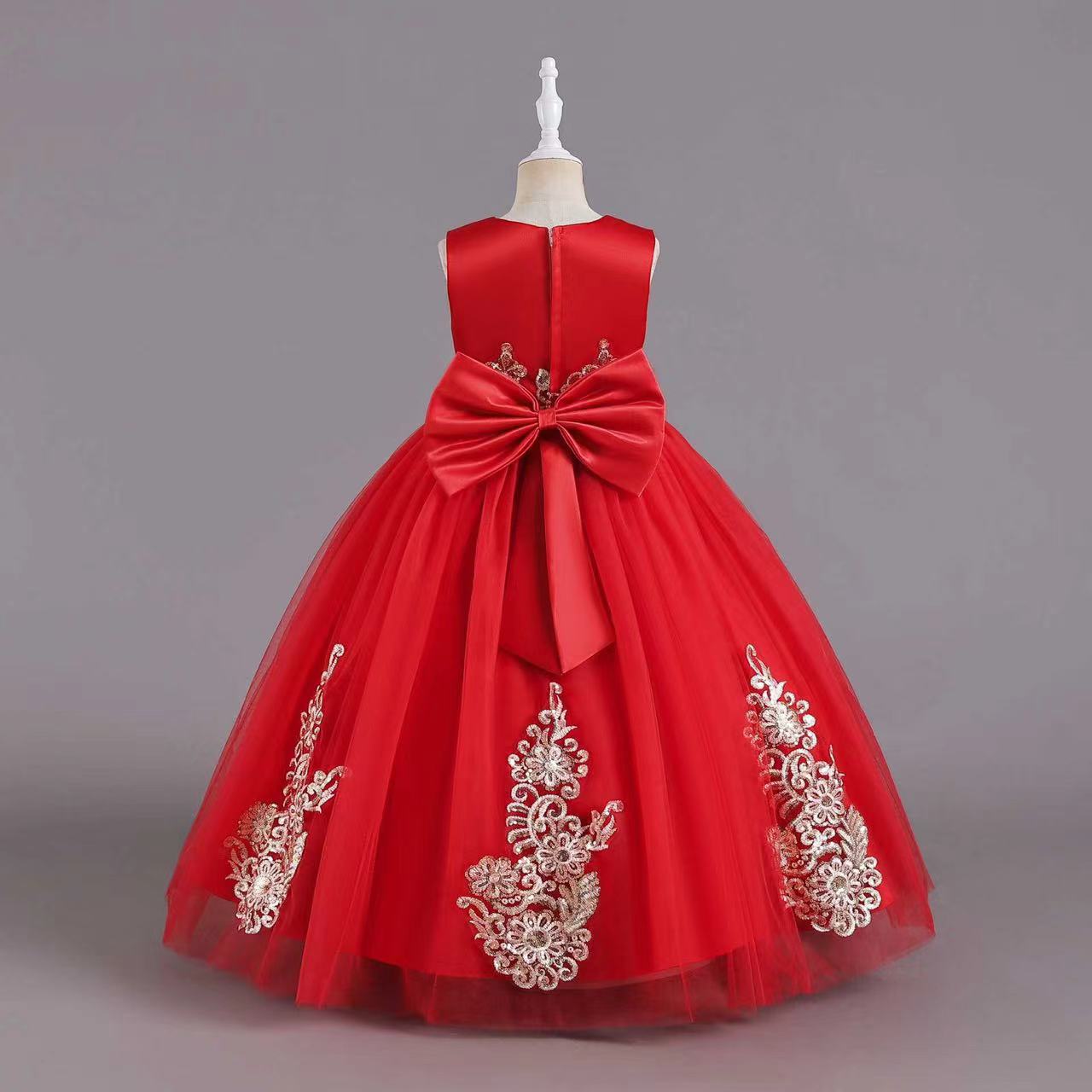2023 Cute Flower Girl Dresses V Neck Lace Appliqued Beaded 3D Flower Girl Pageant Gowns sequined Bow Ruffle Tiered Skirt Birthday party Gowns