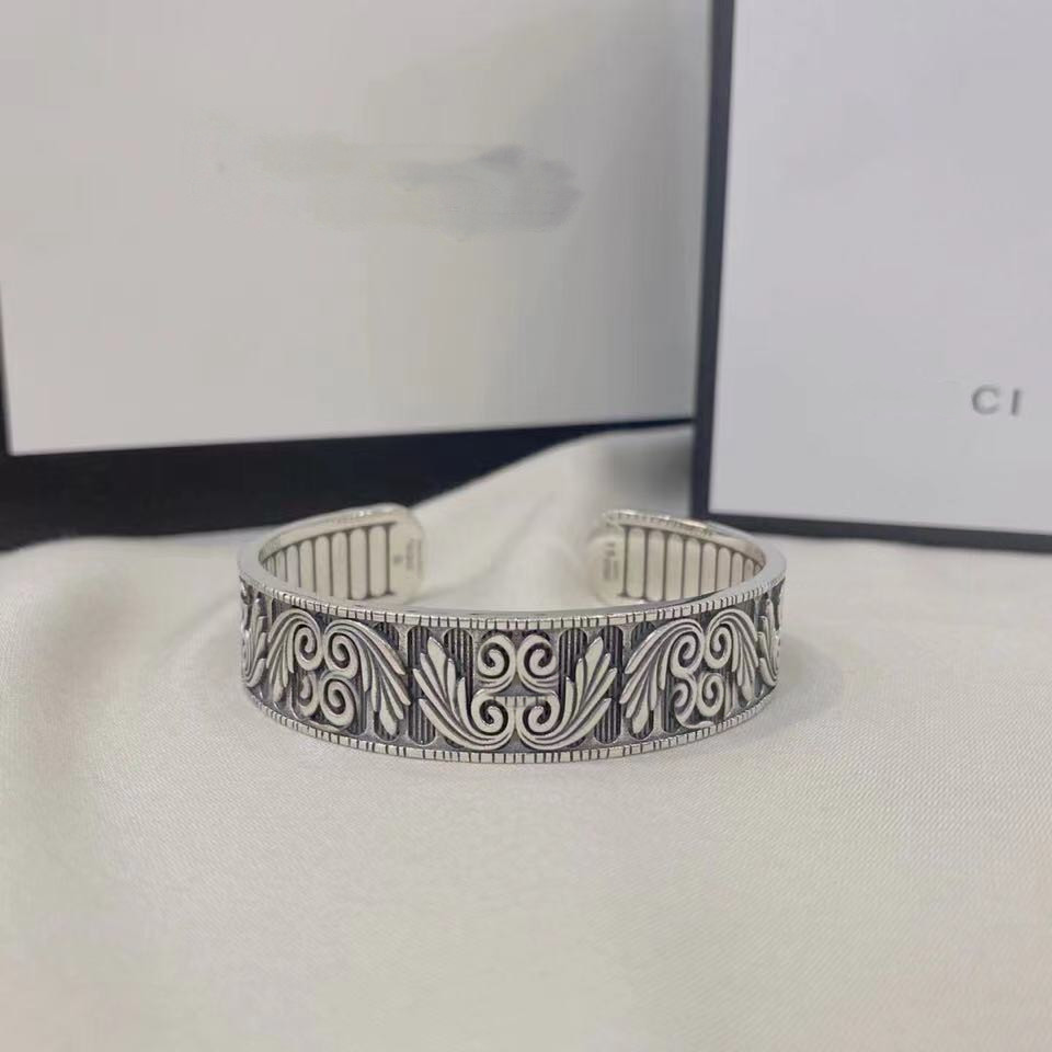 Open Bracelet Silver Plated Bangle Alloy Bracelets for Couple Jewelry Top Vintage Supply