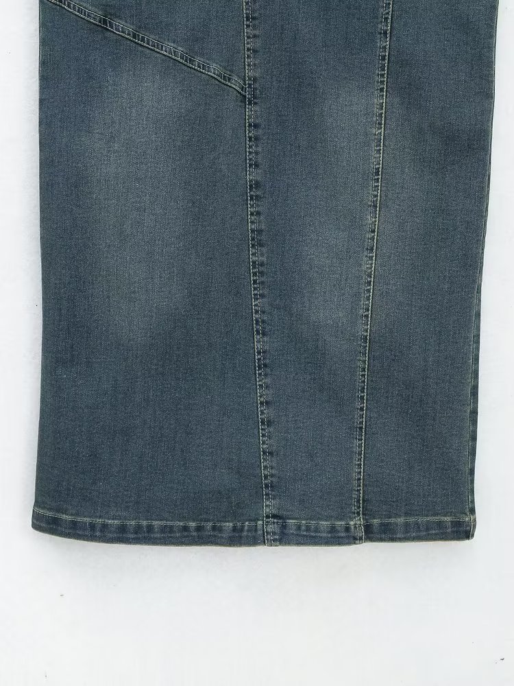 Casual Dresses TRAF Blue Denim Woman Winter Long for Women 2023 Going Out Maxi Dres Sleeve Slit Female 230130