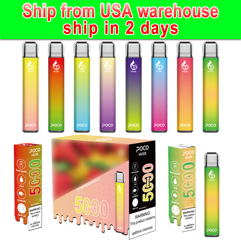 EU US warehouse Original e cigarette Poco Huge Disposable Vape Prefilled 15ml Pod 5000 Puffs 650mah Mesh coil Type-C rechargeable disposbale vapes
EU US warehouse Original e cigarette Poco Huge Disposable Vape Prefilled 15ml Pod 5000 Puffs 650mah Mesh coil Type-C rechargeable disposbale vapes