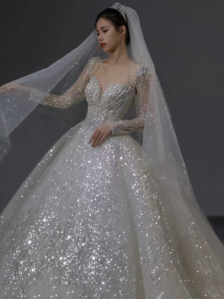 Princess White A e Dresses Bridal Puffy Tiered Tulle Skirt long sleeve sweep train or Length Bride Dress Saudi Arabia Elegant Wedding Gowns 2023