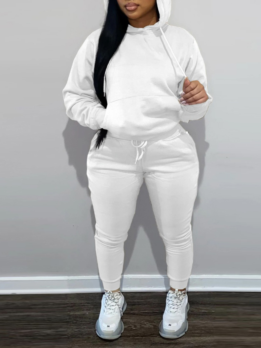 Women's Plus Size Tracksuits LW Letter Print Drawstring Pants Set Autumn Long Sleeve Round Neck Casual sporting suit for women clothing 230130