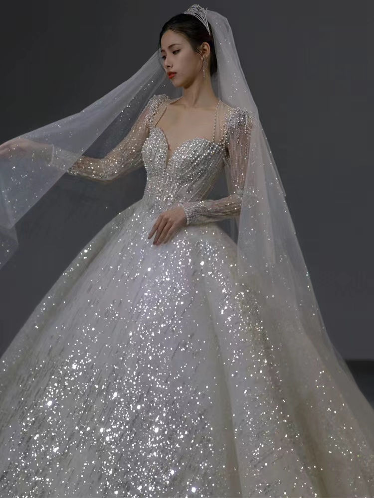 Princess White A e Dresses Bridal Puffy Tiered Tulle Skirt long sleeve sweep train or Length Bride Dress Saudi Arabia Elegant Wedding Gowns 2023