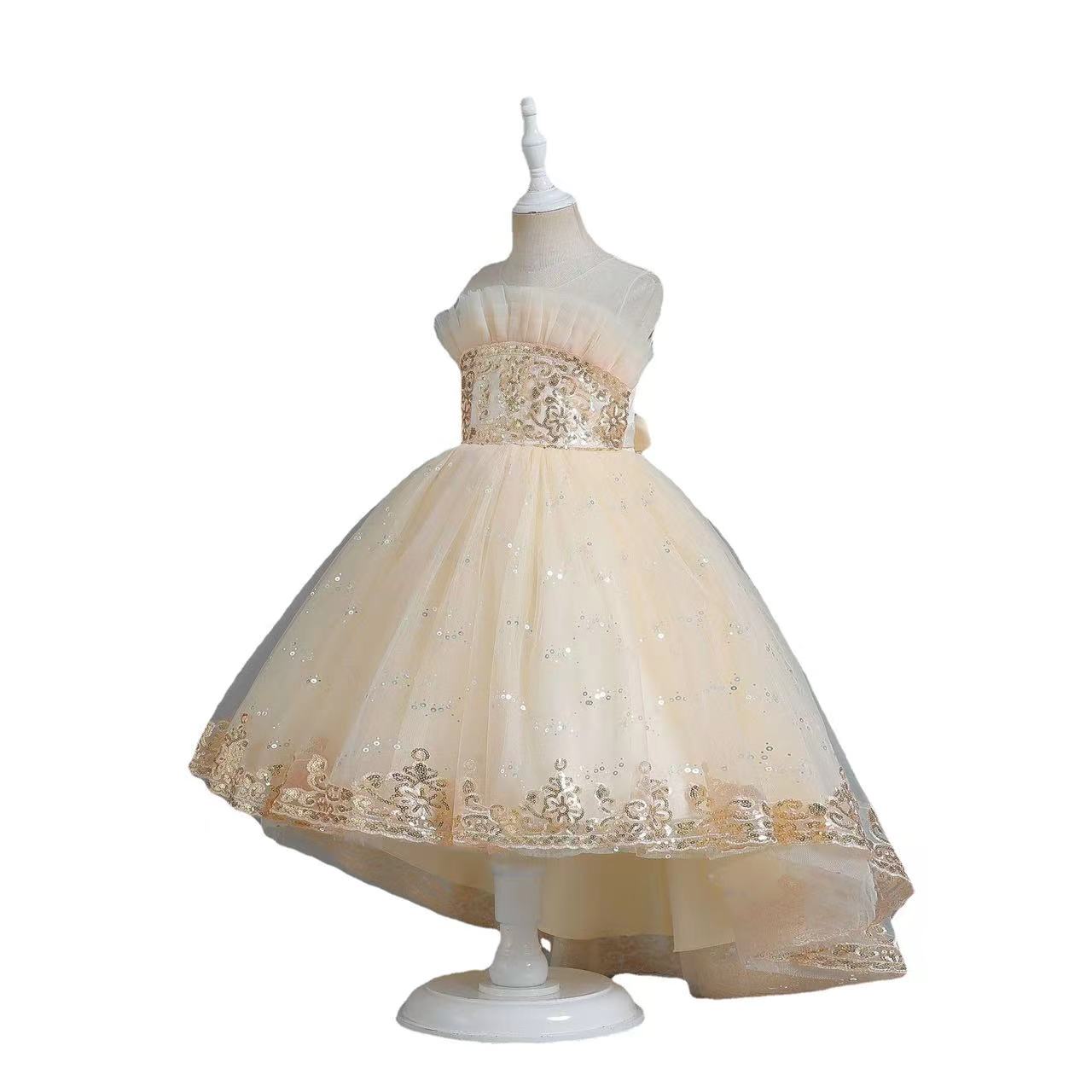 Lace Flower Girl Bows Children's First Communion Princess Tulle Ball Gown Wedding Party Dress 2-14 Years Little Kids Birthday Christamas Gowns 40