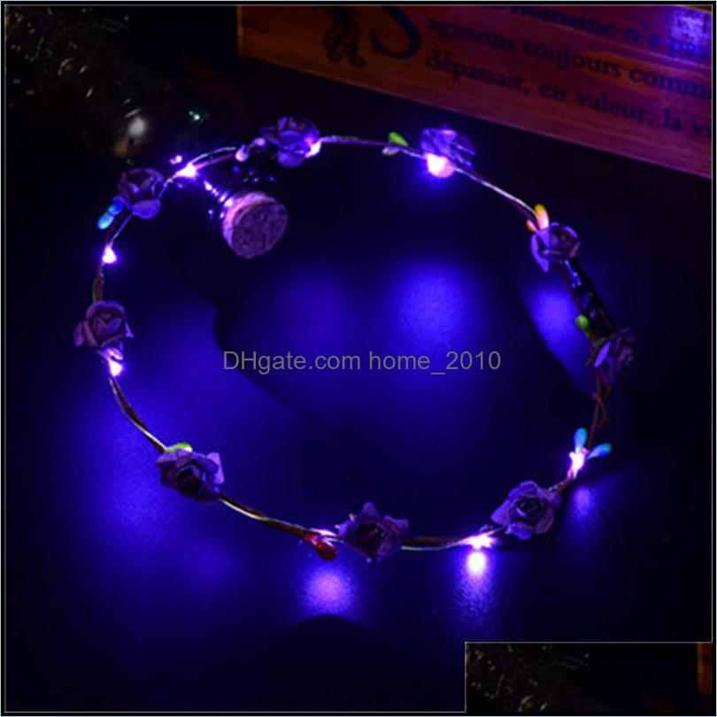 Party Favor Flashing Led Strings Glow Flower Crown Headbands Light Rave Floral Hair Garland Luminous Wreath Wedding Gifts Wq479 Dr7736780