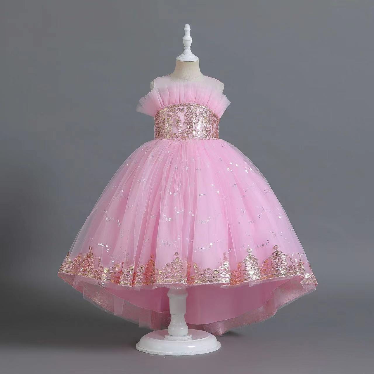 Lace Flower Girl Bows Children's First Communion Princess Tulle Ball Gown Wedding Party Dress 2-14 Years Little Kids Birthday Christamas Gowns 40