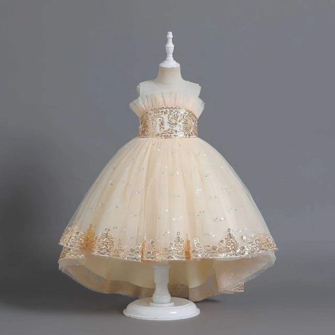 Lace Flower Girl Bows Children's First Communion Princess Tulle Ball Gown Wedding Party Dress 2-14 Years Little Kids Birthday Christamas Gowns 40