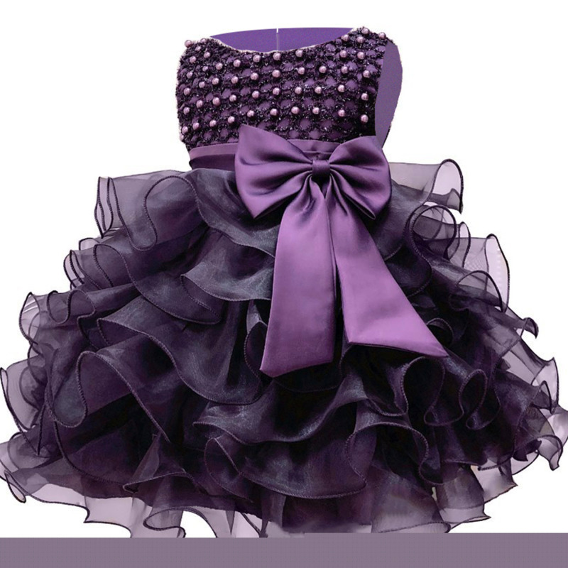 Baby Kids Pearl Princess Baptism Party Tutu Dress For Girls Infant Girl's Christening Birthday Dress Toddler Carnival Vestidos Y19061101