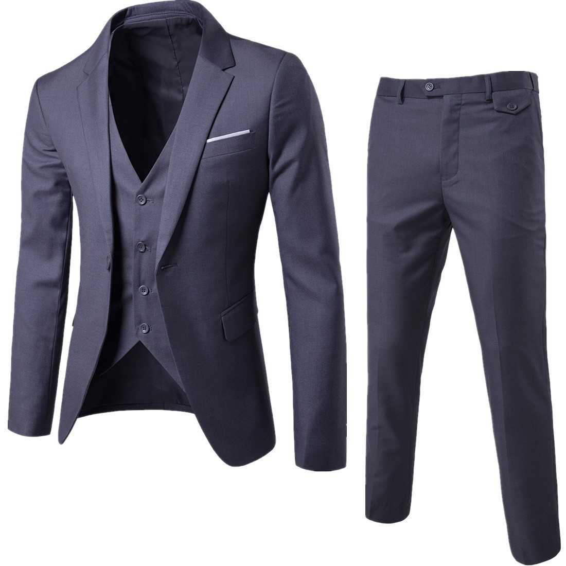 Men's Suits Blazers Costume Homme 3 Piece Slim Fit Business Set 1 Button Blazer Jacket Vest Pants Solid Wedding Dress and Trousers 230130