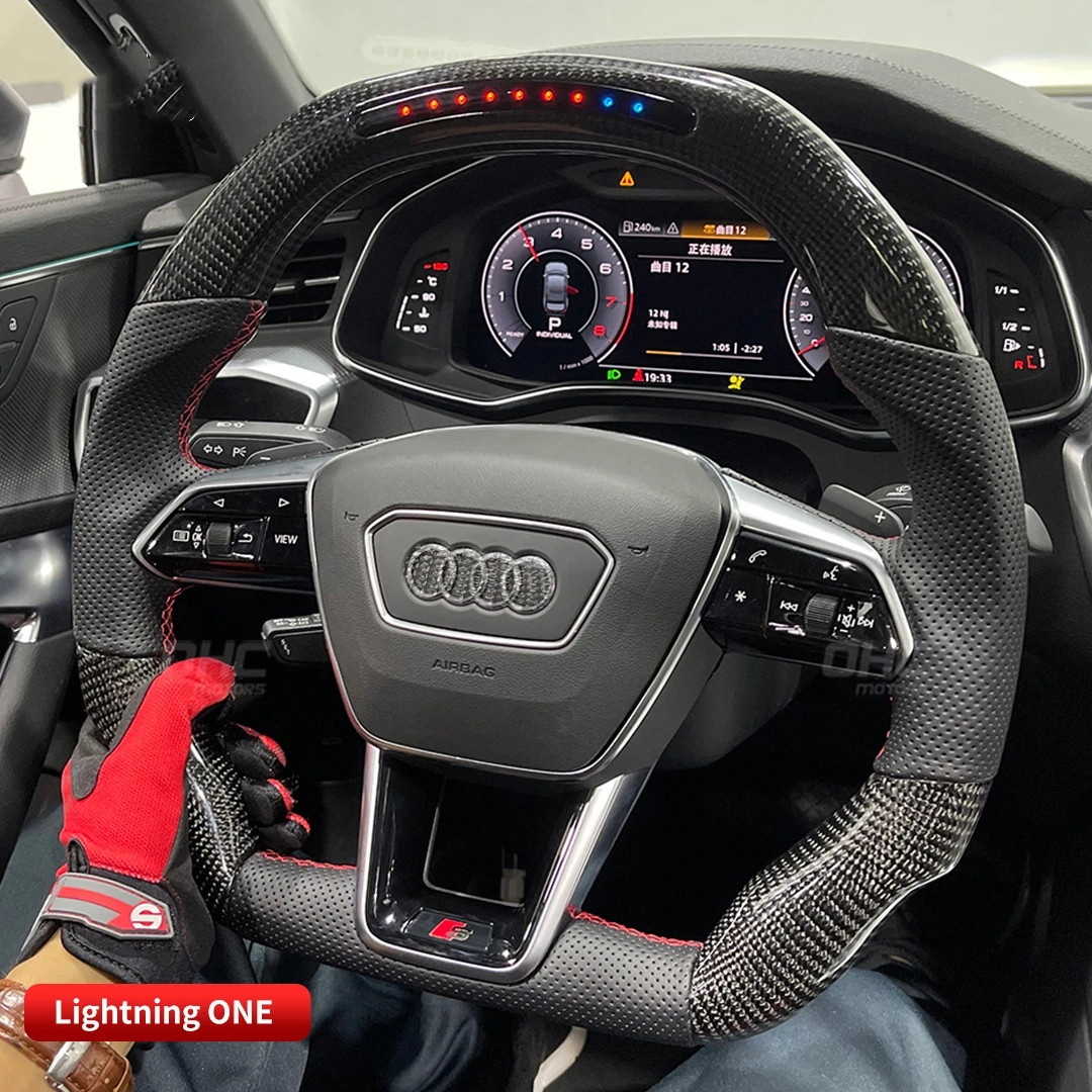 Auto Parts Steering Wheels for Audi A6 RS6 RS7 LED Racing Carbon Fiber Steering System