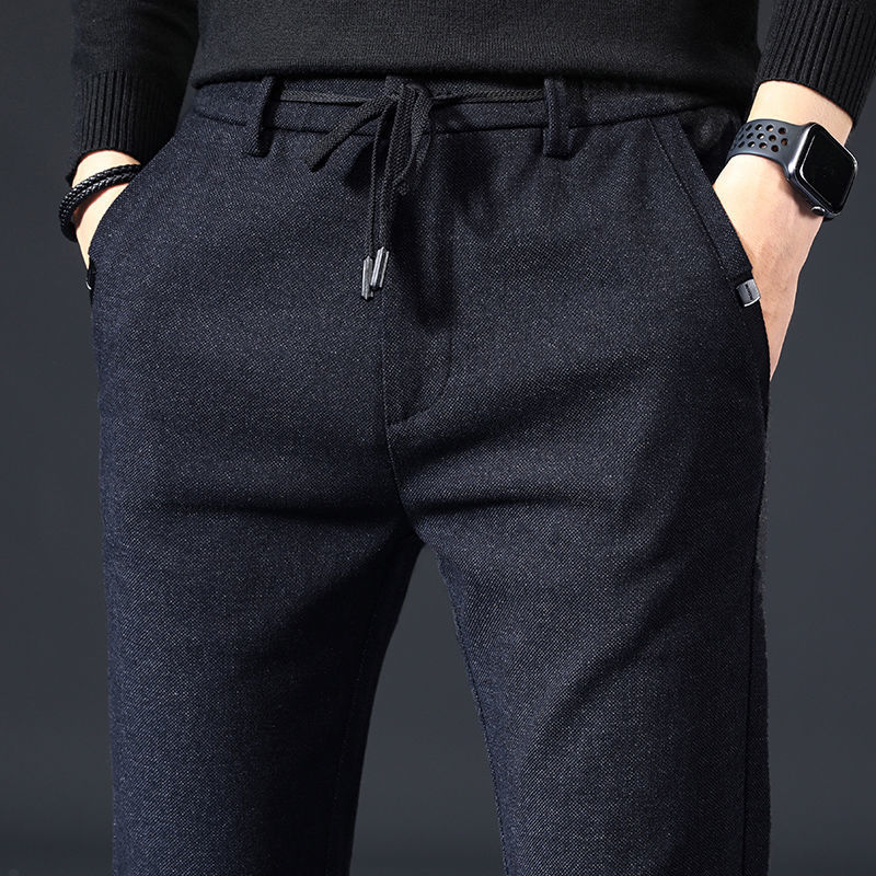 Men's Pants Plus Fleece Thicken Casual Sport Streetwear Fashion Autumn Winter Male Clothing Solid Full Straight Trousers 230131