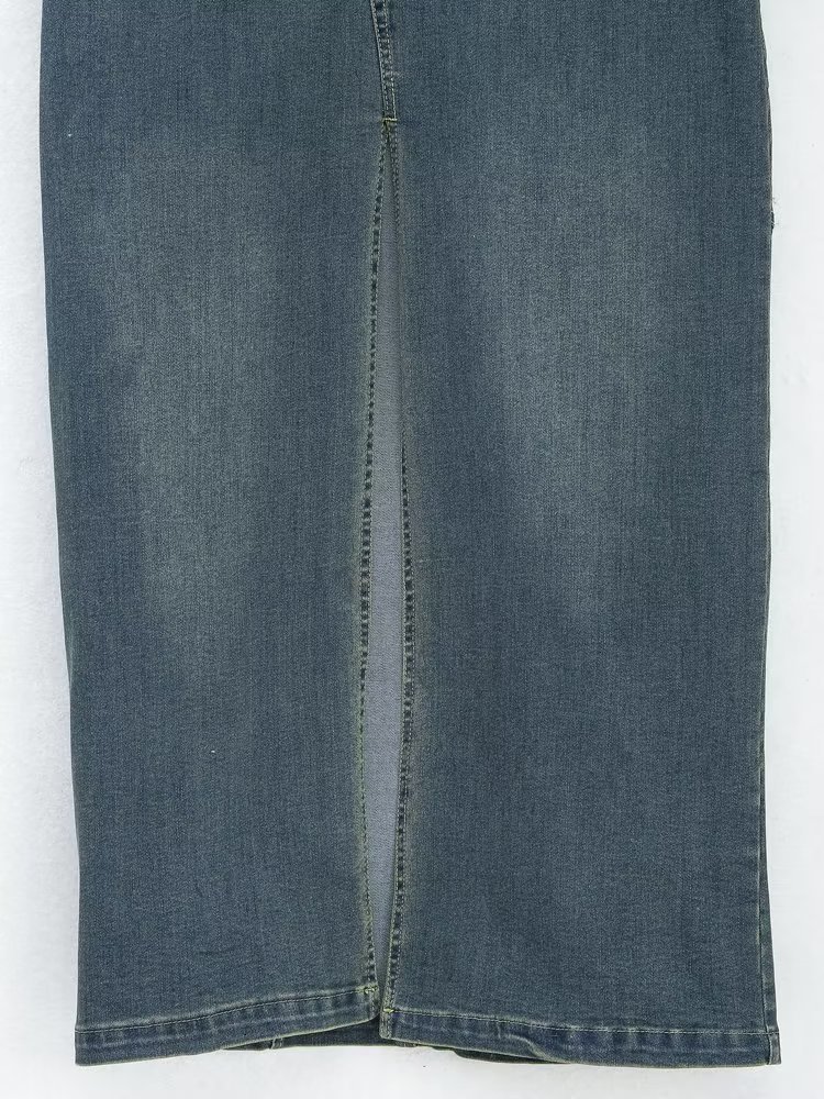 Casual Dresses TRAF Blue Denim Woman Winter Long for Women 2023 Going Out Maxi Dres Sleeve Slit Female 230130