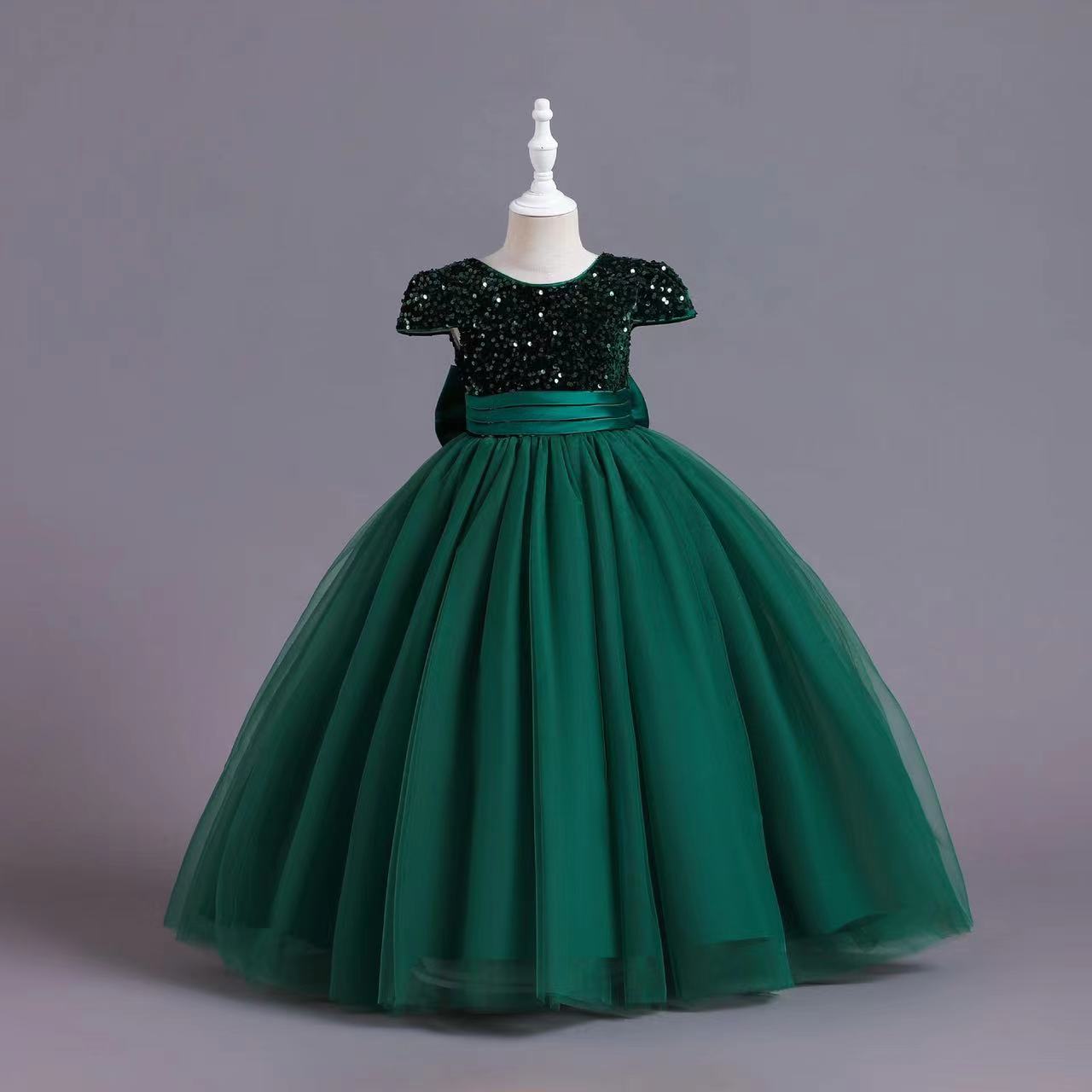 sequined Princess Flower Girl Dresses Ball Gown First Communion Dresses For Girls cap Sleeve Tulle Toddler Pageant Dresses crystal birthday party gown