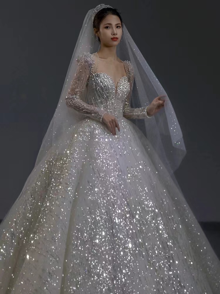 Princess White A e Dresses Bridal Puffy Tiered Tulle Skirt long sleeve sweep train or Length Bride Dress Saudi Arabia Elegant Wedding Gowns 2023