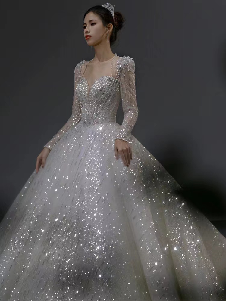 Princess White A e Dresses Bridal Puffy Tiered Tulle Skirt long sleeve sweep train or Length Bride Dress Saudi Arabia Elegant Wedding Gowns 2023