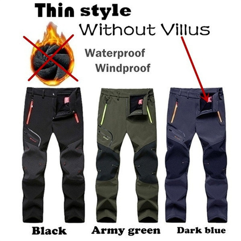 Men's Pants Softshell Fleece Men Hiking Camping Fishing Trekking Waterproof Cargo Winter Casual Warm Outdoor Sport Trousers 230130
