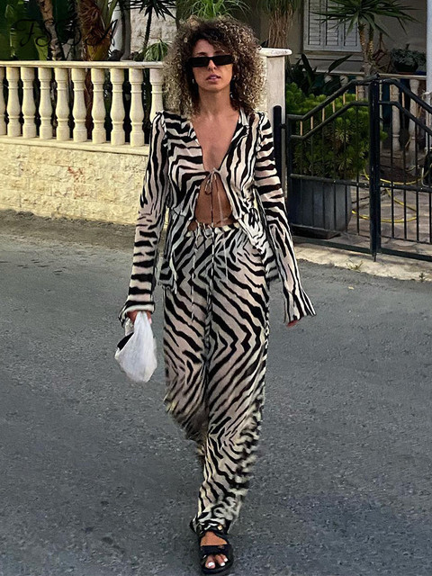 Two Piece Dress FSDA Print Y2K Mesh Long Sleeve Top Shirts Green And Maxi Skirt Bodycon Sexy Two Piece Sets Beach Outfits Women Club 230130