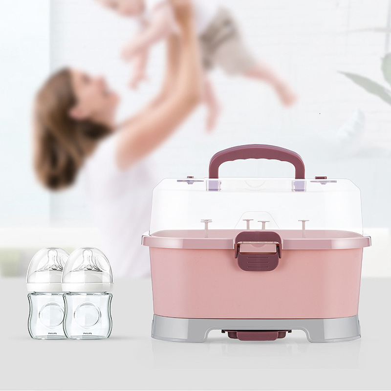 Other Baby Feeding Baby Feeding Bottle Drying Rack Storage Box Portable with Anti-dust Cover Dustproof Multi-Functional Nursing Tableware Container 23