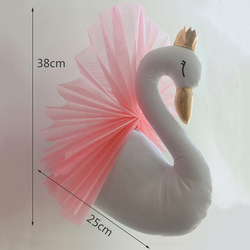 Wall Decor Baby Room Nursery Decor Stuffed Animal Head Wall Mount Hangings Swan Toys Dolls Girls Kids Bedroom Wall Decoration Accessories 230131
