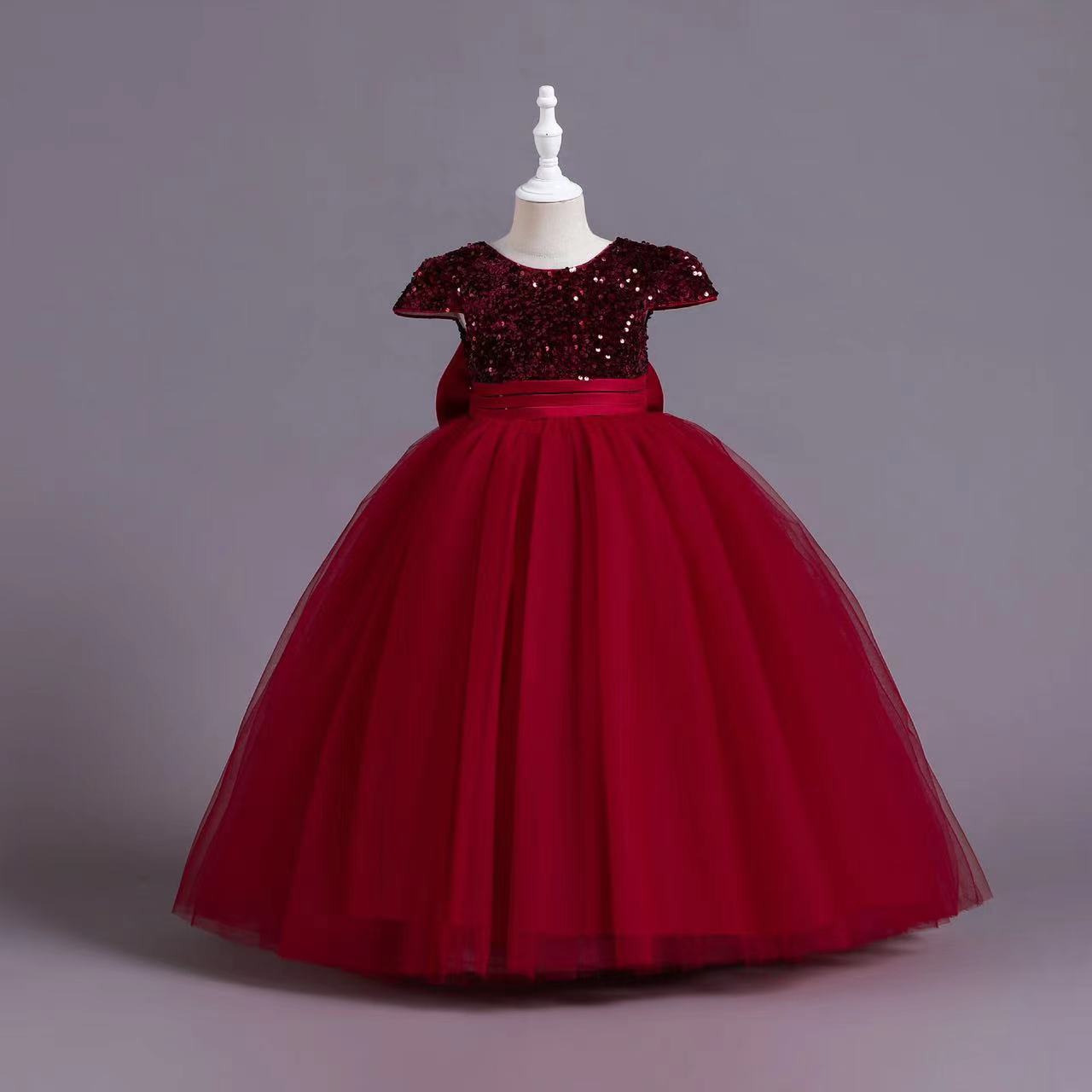 sequined Princess Flower Girl Dresses Ball Gown First Communion Dresses For Girls cap Sleeve Tulle Toddler Pageant Dresses crystal birthday party gown