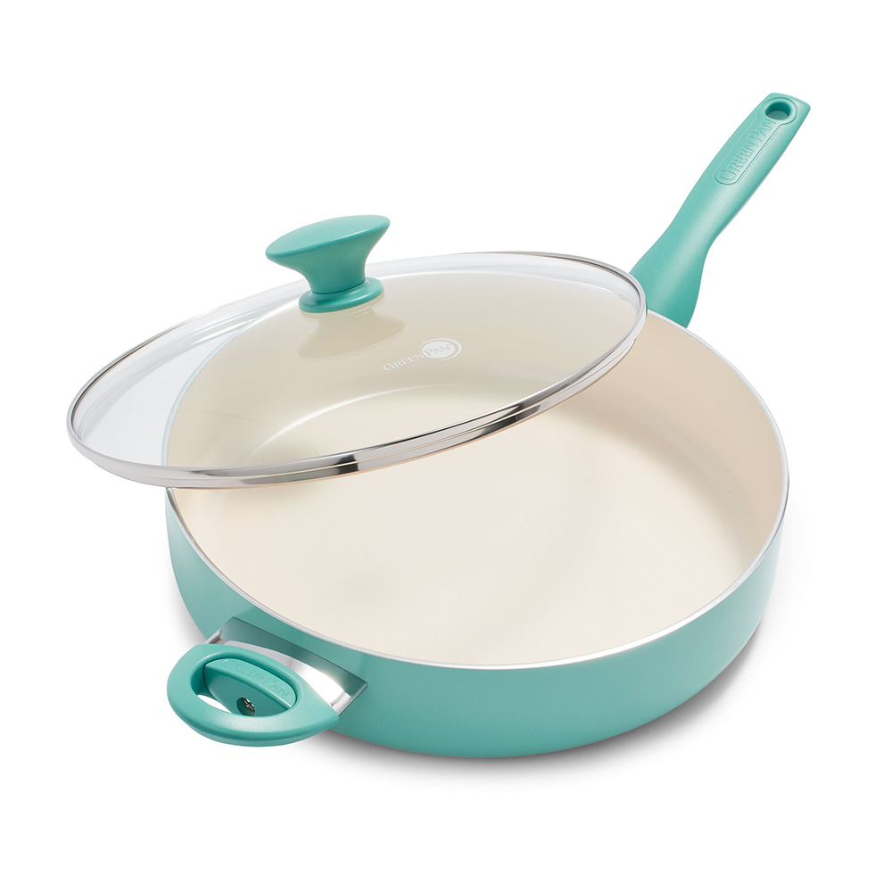 GreenPan Rio Ceramic Nonstick 5 Quart Covered Saute Pan with Helper Handle Turquoise
GreenPan Rio Ceramic Nonstick 5 Quart Covered Saute Pan with Helper Handle Turquoise
