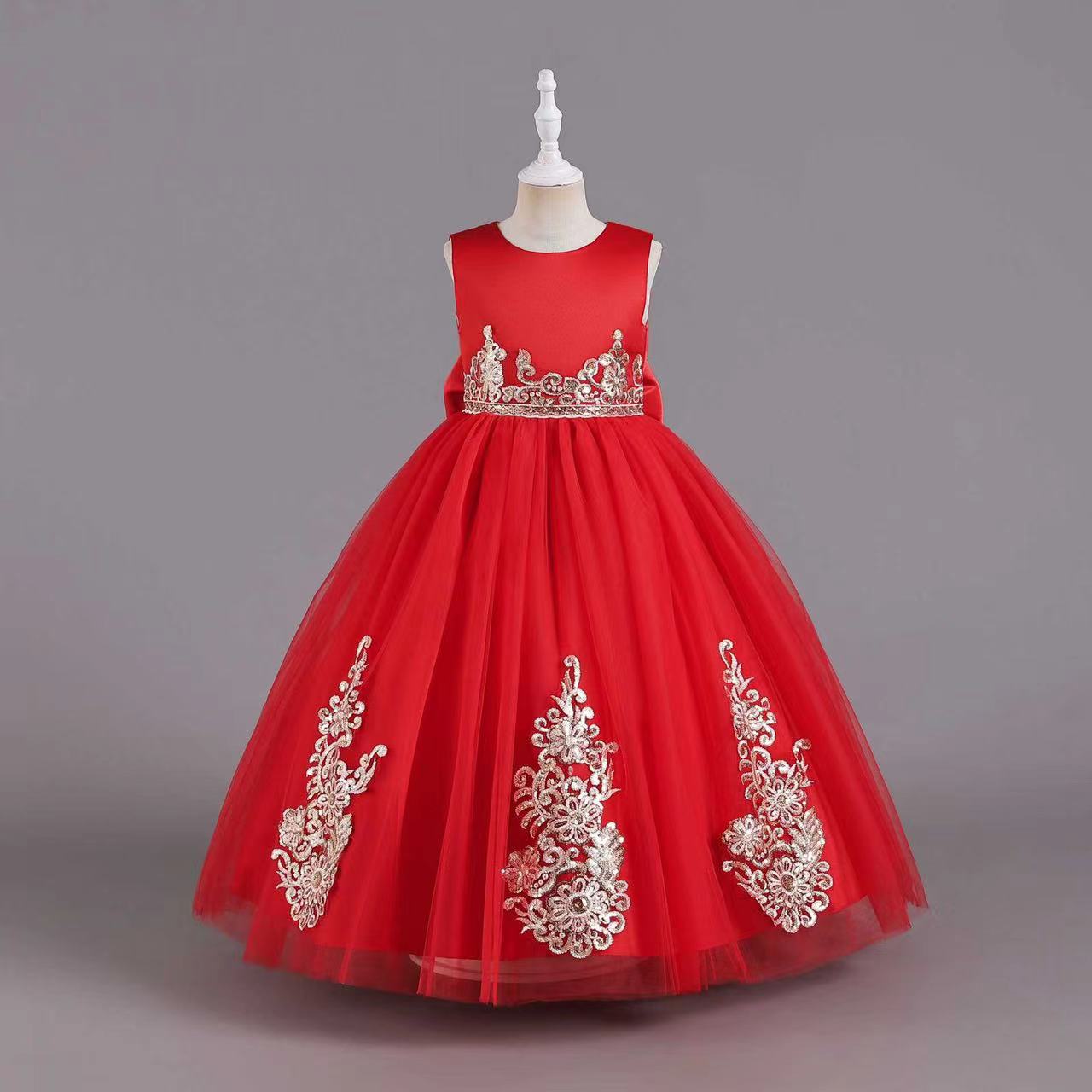 2023 Cute Flower Girl Dresses V Neck Lace Appliqued Beaded 3D Flower Girl Pageant Gowns sequined Bow Ruffle Tiered Skirt Birthday party Gowns