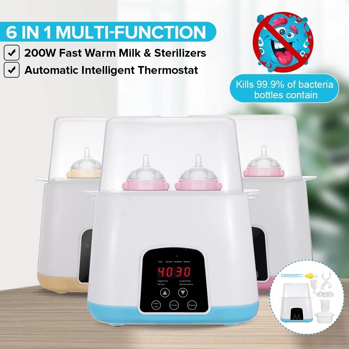 Bottle Warmers Sterilizers Automatic Intelligent Thermostat Milk Bottle Warmer Bottle Sterilizer Disinfection LED 2 IN 1 Milk Sterilizer 230130